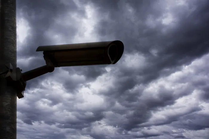 Framed Print : Surveillance Camera Silhouette in Dramatic Sky Print Framed Print : Surveillance Camera Silhouette in Dramatic Sky Print
