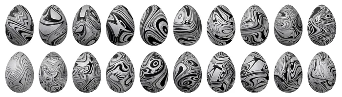 Framed Print : Silver Easter Eggs Print, Trendy Style Set