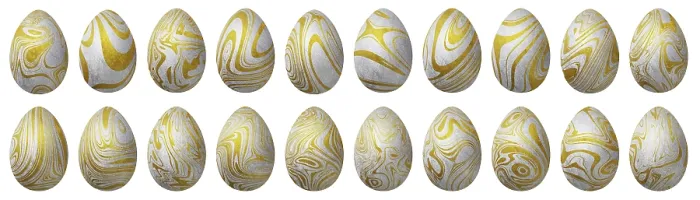 Framed Print : Silver and Gold Easter Eggs Print, Trendy Style Set Framed Print : Silver and Gold Easter Eggs Print, Trendy Style Set