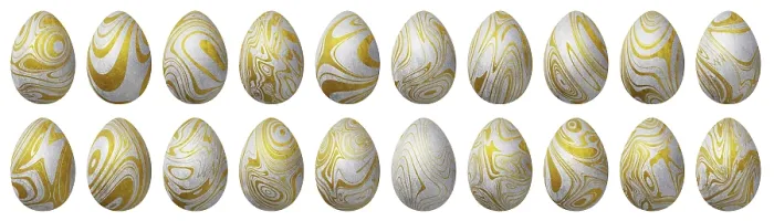 Framed Print : Silver and Gold Easter Eggs Print, Trendy Style Set