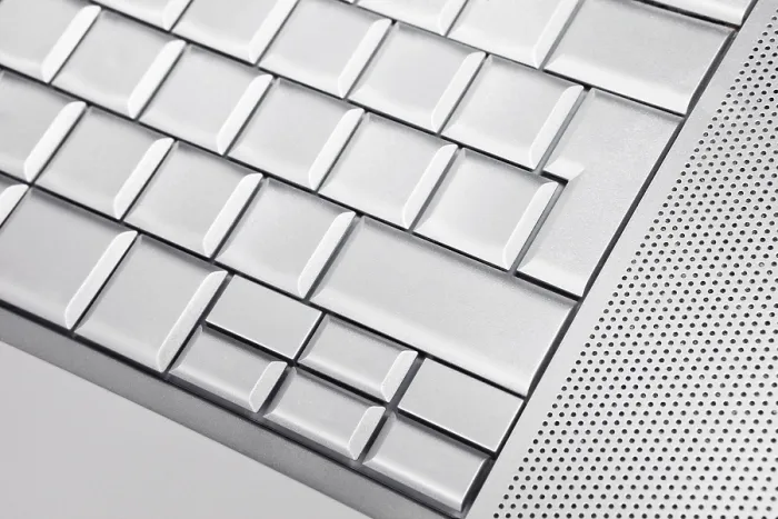 Framed Print : Silver Keyboard Print - Empty Button Detail Framed Print : Silver Keyboard Print - Empty Button Detail