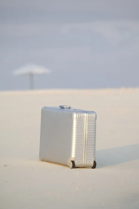 Framed Print : Silver Suitcase on Beach Print, Diffushi Island, Maldives Framed Print : Silver Suitcase on Beach Print, Diffushi Island, Maldives