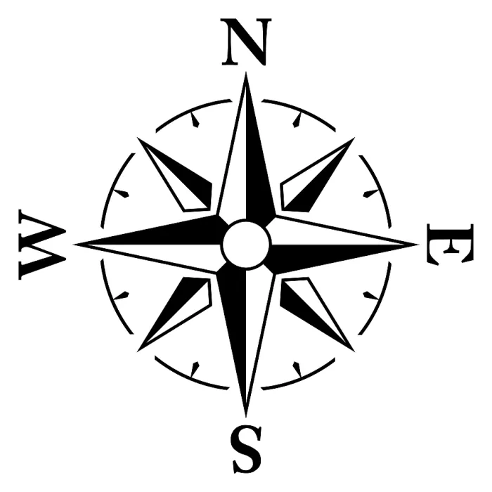 Framed Print : Simple Compass Windrose Print