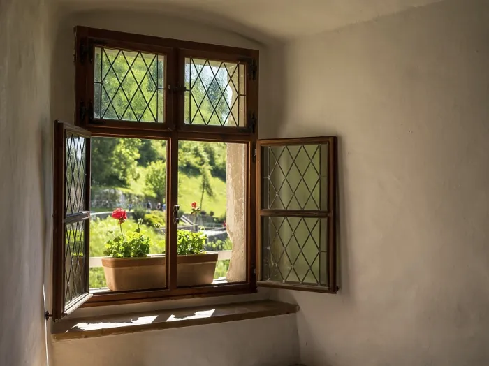 Framed Print : Simple Window with Flower Box in Old Castle Print Framed Print : Simple Window with Flower Box in Old Castle Print