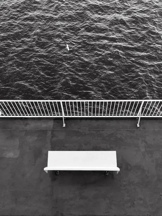 Framed Print : Single Bench Print: Irish Ferry Deck Scene Framed Print : Single Bench Print: Irish Ferry Deck Scene
