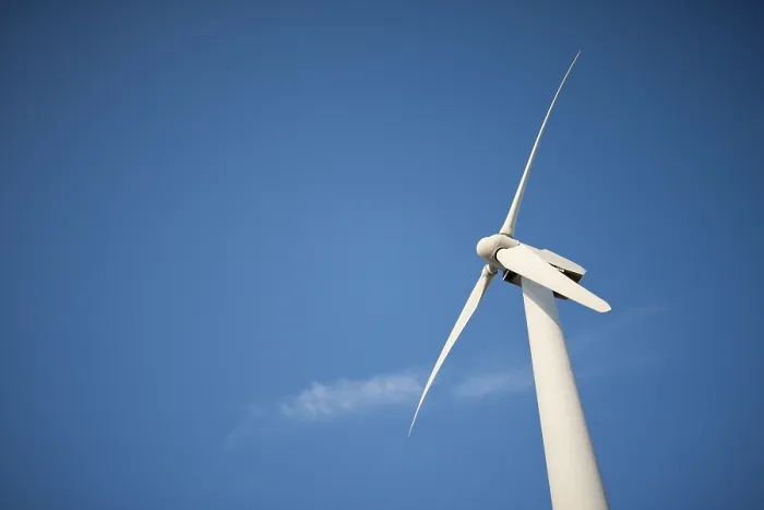 Framed Print : Single Wind Turbine Print - Dramatic Blue Sky Framed Print : Single Wind Turbine Print - Dramatic Blue Sky