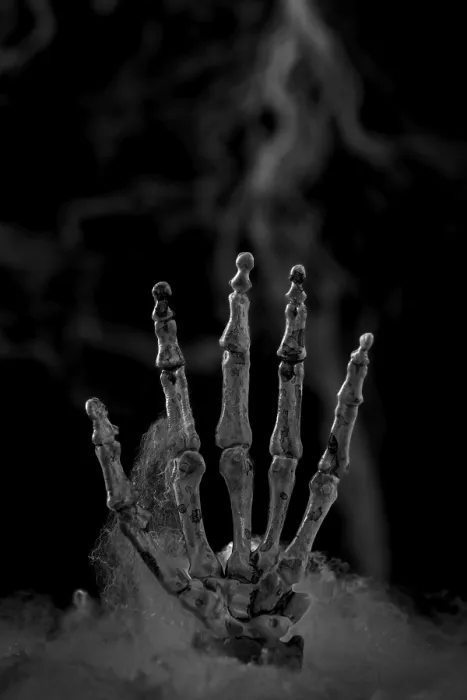 Framed Print : Black and White Skeleton Hand Print in Copy Room