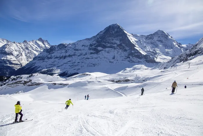 Framed Print : Skiing Against the Eiger North Face Print Framed Print : Skiing Against the Eiger North Face Print