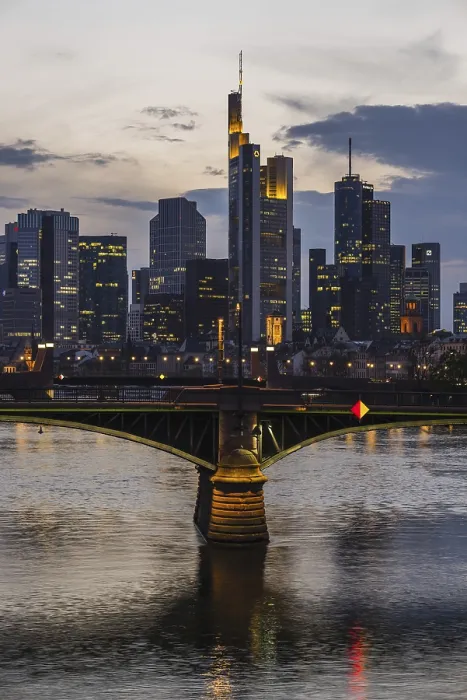 Framed Print : Frankfurt Banking District Print at Sunset Framed Print : Frankfurt Banking District Print at Sunset