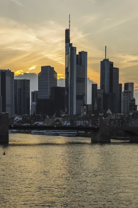 Framed Print : Frankfurt Skyline Banking District Print at Sunset Framed Print : Frankfurt Skyline Banking District Print at Sunset