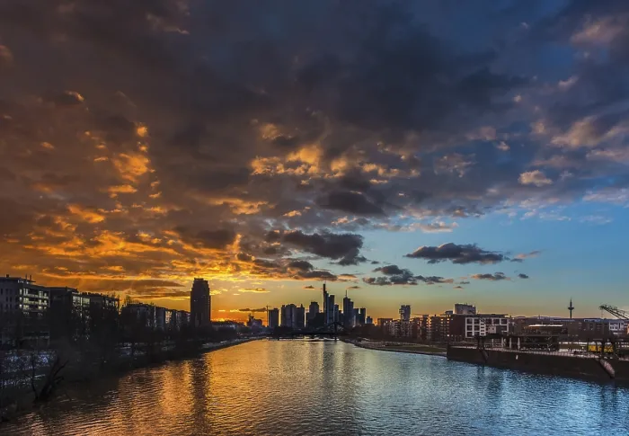 Framed Print : Frankfurt am Main Skyline Print at Sunset Framed Print : Frankfurt am Main Skyline Print at Sunset