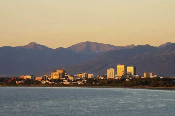 Framed Print : Evening Skyline Print, Anchorage, Alaska Framed Print : Evening Skyline Print, Anchorage, Alaska
