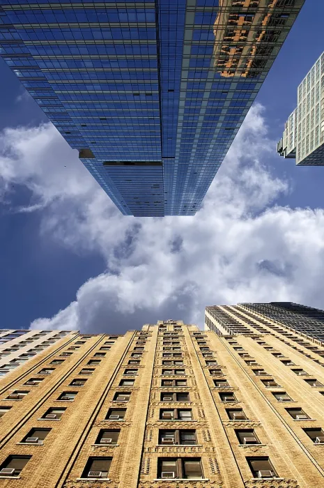 Framed Print : Skyscraper against Cloudy Sky Print, New York City Framed Print : Skyscraper against Cloudy Sky Print, New York City