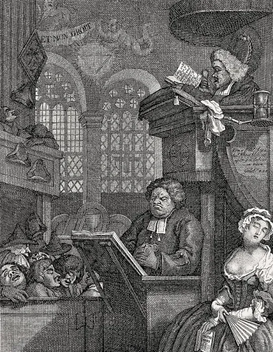 Framed Print : The Sleeping Congregation Print, 1762