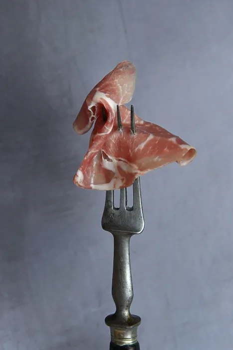 Framed Print : A Slice of Coppa on Fork, Germany Print Framed Print : A Slice of Coppa on Fork, Germany Print