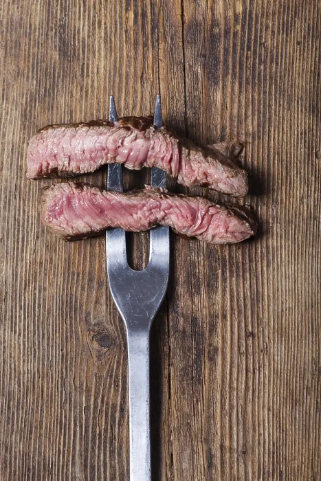 Framed Print : Slice a Steak onto a Meat Fork Print Framed Print : Slice a Steak onto a Meat Fork Print