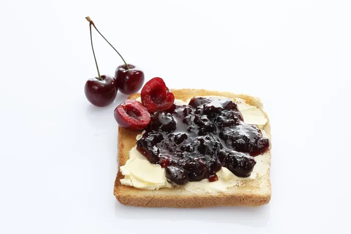 Framed Print : Toasted Slice of Bread with Cherry Jam Print Framed Print : Toasted Slice of Bread with Cherry Jam Print