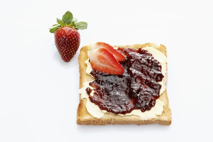 Framed Print : Toasted Slice of Bread Print with Strawberry Jam Framed Print : Toasted Slice of Bread Print with Strawberry Jam