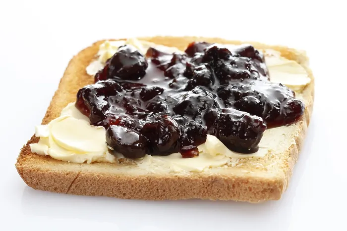 Framed Print : Toasted Slice of Bread Print with Cherry Jam Framed Print : Toasted Slice of Bread Print with Cherry Jam