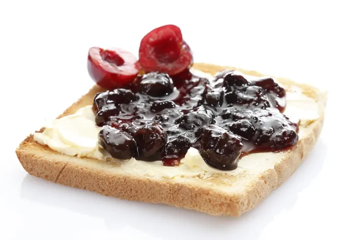 Framed Print : Toasted Slice of Bread Print with Cherry Jam