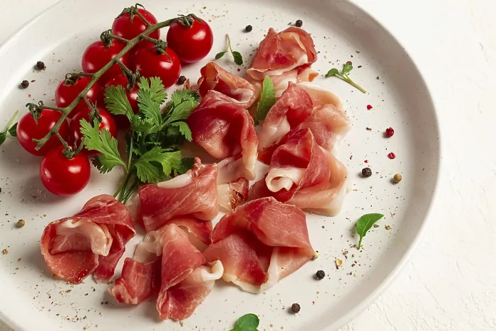 Framed Print : Sliced Prosciutto Print with Cherry Tomatoes Framed Print : Sliced Prosciutto Print with Cherry Tomatoes