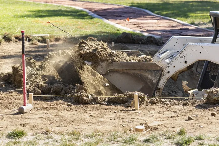 Framed Print : Small Bulldozer Digging in Yard for Pool Installation Print Framed Print : Small Bulldozer Digging in Yard for Pool Installation Print