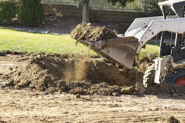 Framed Print : Small Bulldozer Digging in Yard for Pool Installation Print Framed Print : Small Bulldozer Digging in Yard for Pool Installation Print