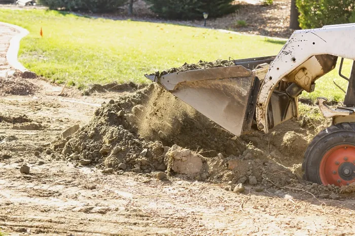 Framed Print : Small Bulldozer Digging in Yard for Pool Installation Print Framed Print : Small Bulldozer Digging in Yard for Pool Installation Print
