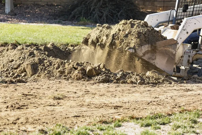 Framed Print : Small Bulldozer Digging in Yard for Pool Installation Print Framed Print : Small Bulldozer Digging in Yard for Pool Installation Print