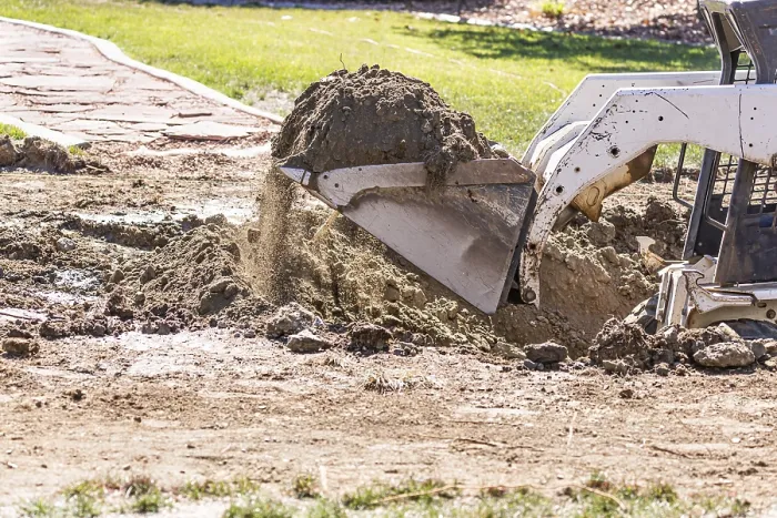 Framed Print : Small Bulldozer Digging in Yard for Pool Installation Print Framed Print : Small Bulldozer Digging in Yard for Pool Installation Print