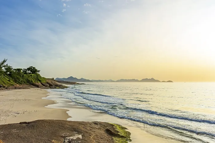 Framed Print : Rio de Janeiro Beach Print at Dawn