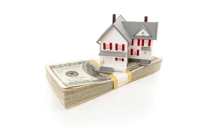 Framed Print : Small House on Stack of Hundred Dollar Bills Print Framed Print : Small House on Stack of Hundred Dollar Bills Print