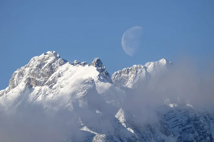 Framed Print : Small Beggar's Litter under Winter Moon, Vomp, Austria Print Framed Print : Small Beggar's Litter under Winter Moon, Vomp, Austria Print