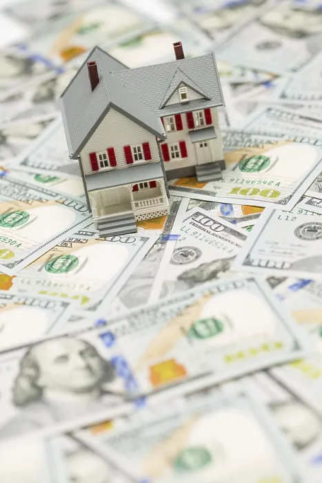 Framed Print : Small Model House on $100 Bills Print Framed Print : Small Model House on $100 Bills Print