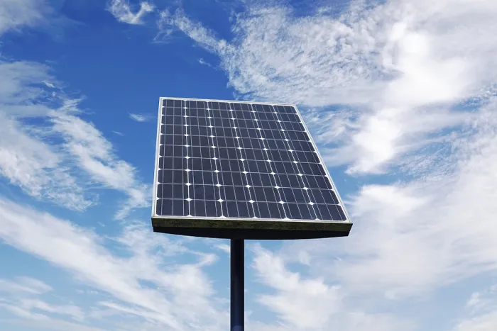 Framed Print : Small Solar Panel Print against Cloudy Blue Sky Framed Print : Small Solar Panel Print against Cloudy Blue Sky