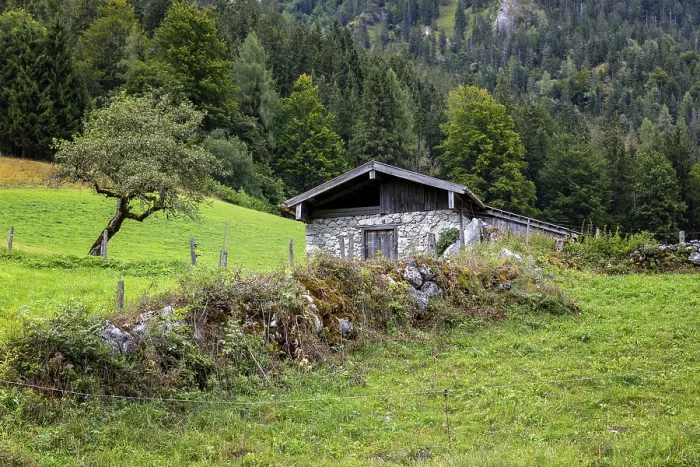 Framed Print : Small Stone Hut Print, Hintersee Bavaria Germany Framed Print : Small Stone Hut Print, Hintersee Bavaria Germany