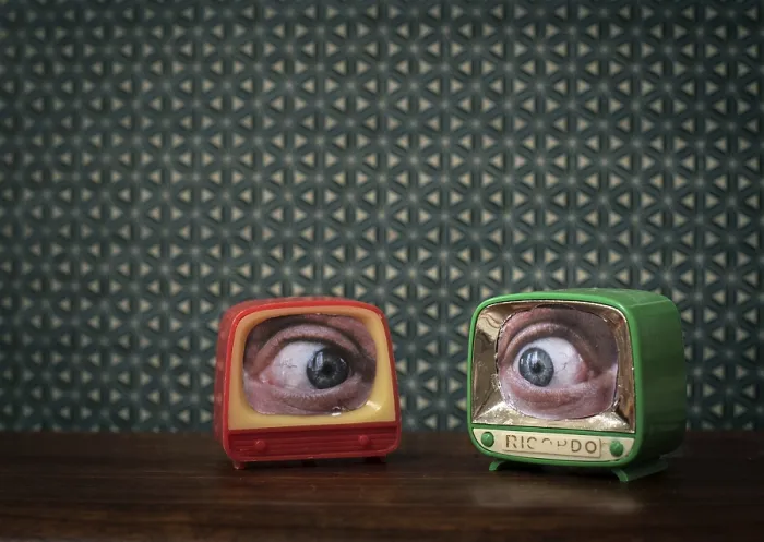 Framed Print : Small TVs with eyes Print Framed Print : Small TVs with eyes Print