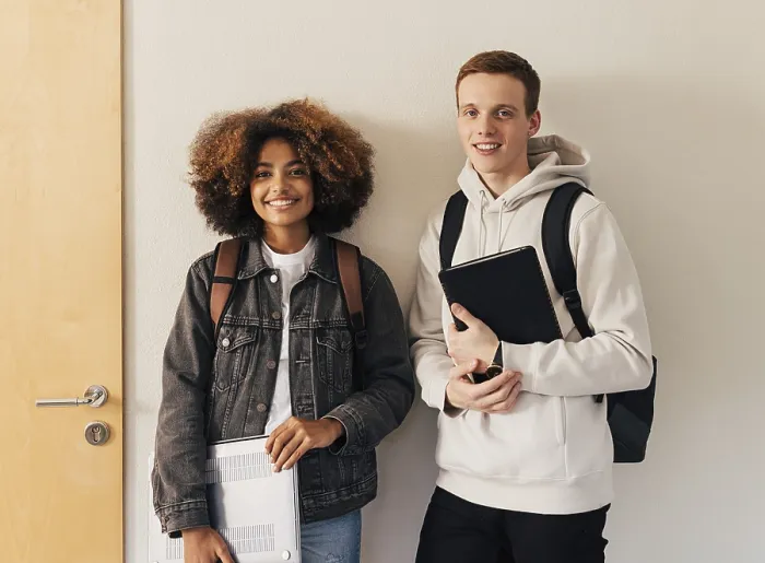 Framed Print : Two Smiling Classmates Wall Print