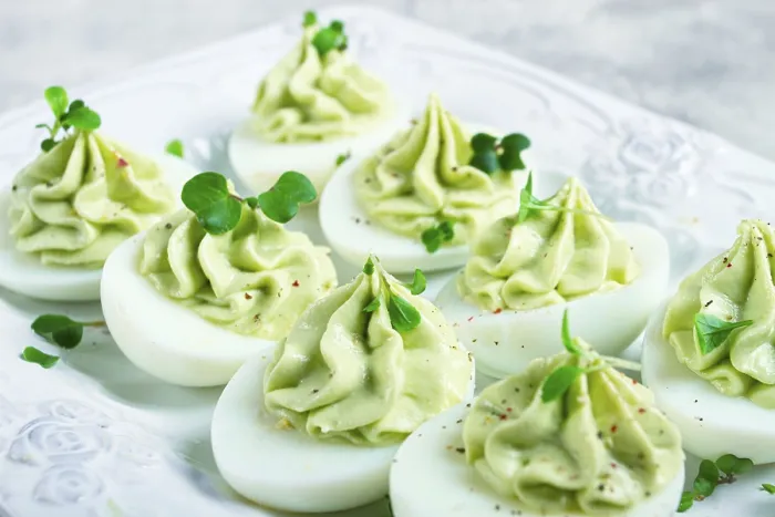 Framed Print : Homemade Stuffed Eggs with Avocado Print