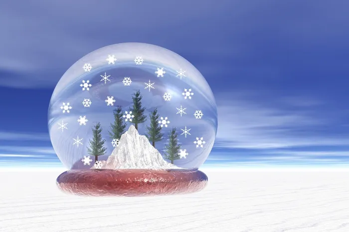 Framed Print : Snow Globe Winter Landscape 3D Computer Graphics Print Framed Print : Snow Globe Winter Landscape 3D Computer Graphics Print