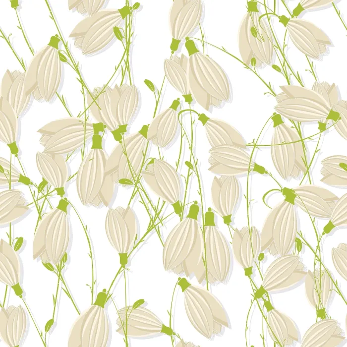 Framed Print : Snowdrop Seamless Pattern Print in White