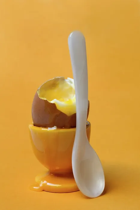 Framed Print : Soft Boiled Egg Print in Egg Cup with Spoon Framed Print : Soft Boiled Egg Print in Egg Cup with Spoon