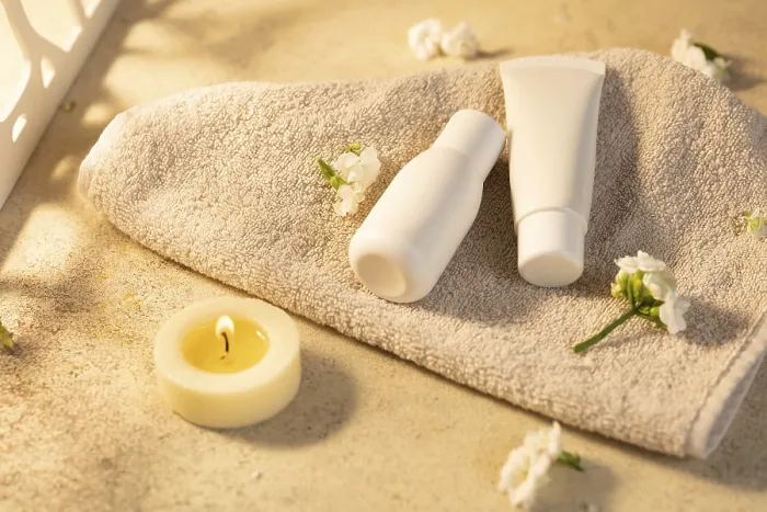Framed Print : Relaxing Spa Setting Print with Candle and Fresh Flowers Framed Print : Relaxing Spa Setting Print with Candle and Fresh Flowers