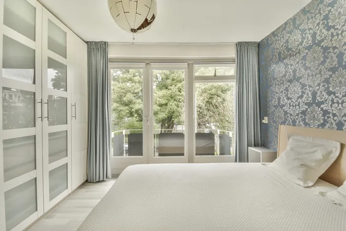Framed Print : Spacious Bedroom Print with Balcony View Framed Print : Spacious Bedroom Print with Balcony View