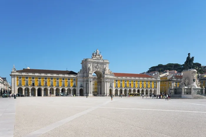 Framed Print : Lisbon's Commerce Square Print, Portugal Framed Print : Lisbon's Commerce Square Print, Portugal