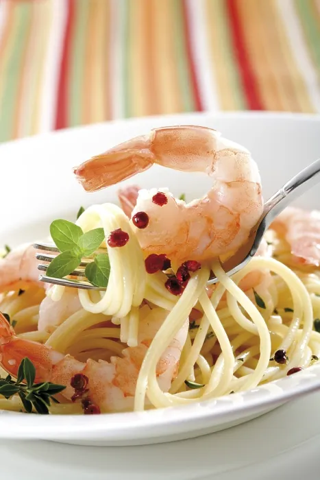 Framed Print : Print of Spaghetti with Scampi Framed Print : Print of Spaghetti with Scampi