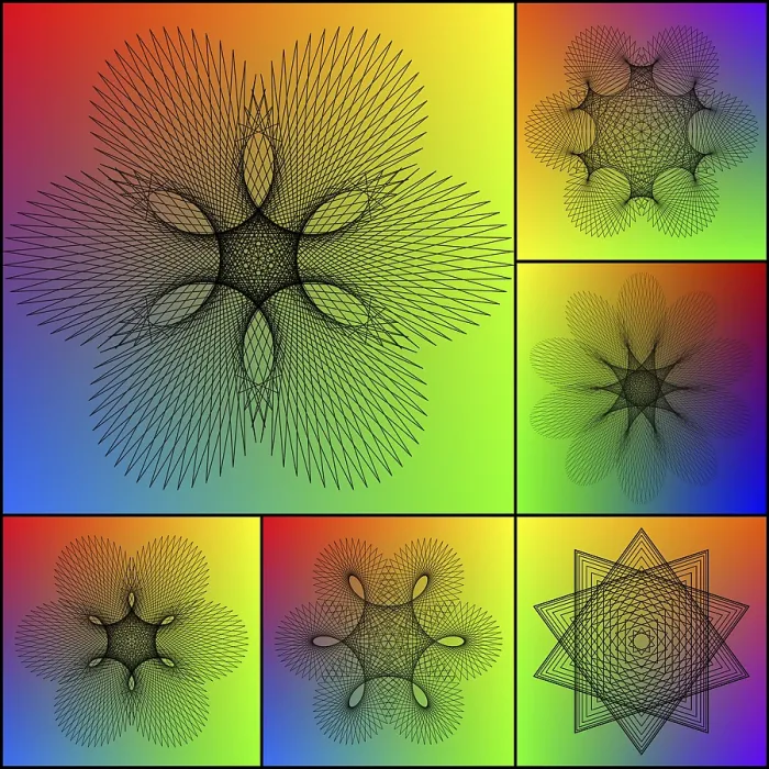 Framed Print : Spirography Print with Intricate Geometric Patterns