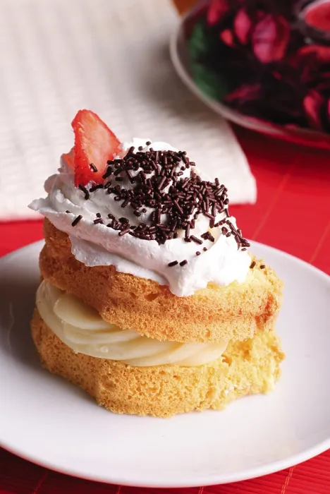 Framed Print : Sponge Cake with Custard and Whipped Cream Print Framed Print : Sponge Cake with Custard and Whipped Cream Print