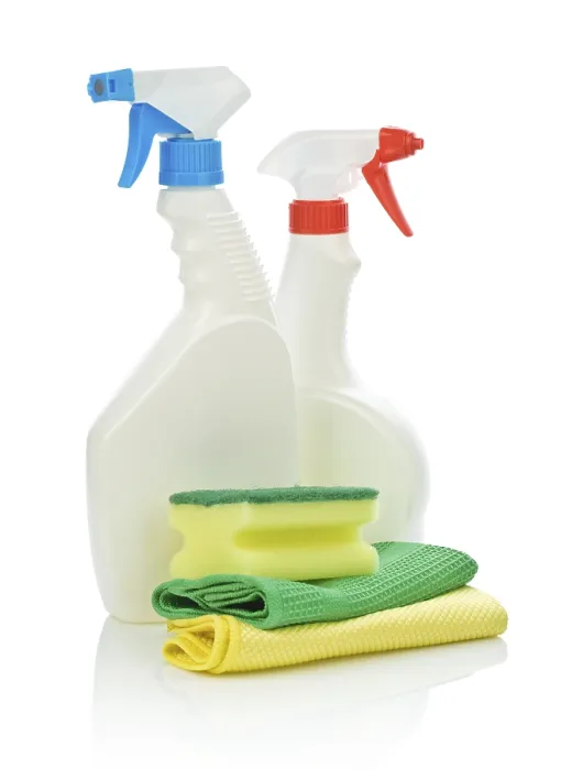 Framed Print : Two Spray Bottle and Cleaning Accessories Print Framed Print : Two Spray Bottle and Cleaning Accessories Print