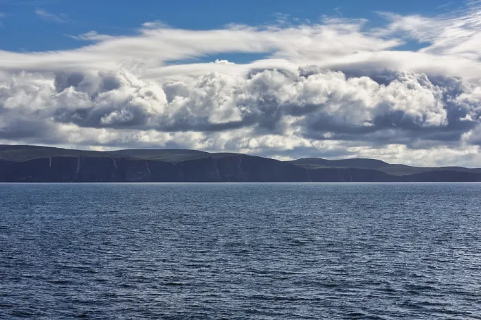 Framed Print : Spring Clouds over Cliffs Print, Orkney Islands, Scotland Framed Print : Spring Clouds over Cliffs Print, Orkney Islands, Scotland